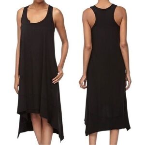 W by Wilt Sz M Black Racerback Lagenlook Asymmetric Jersey Knit Midi Dress